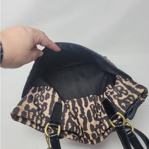 Coach Ocelot Leopard Animal Print Canvas Tote Bag Handbag Purse Tan Brown - Picture 7 of 10